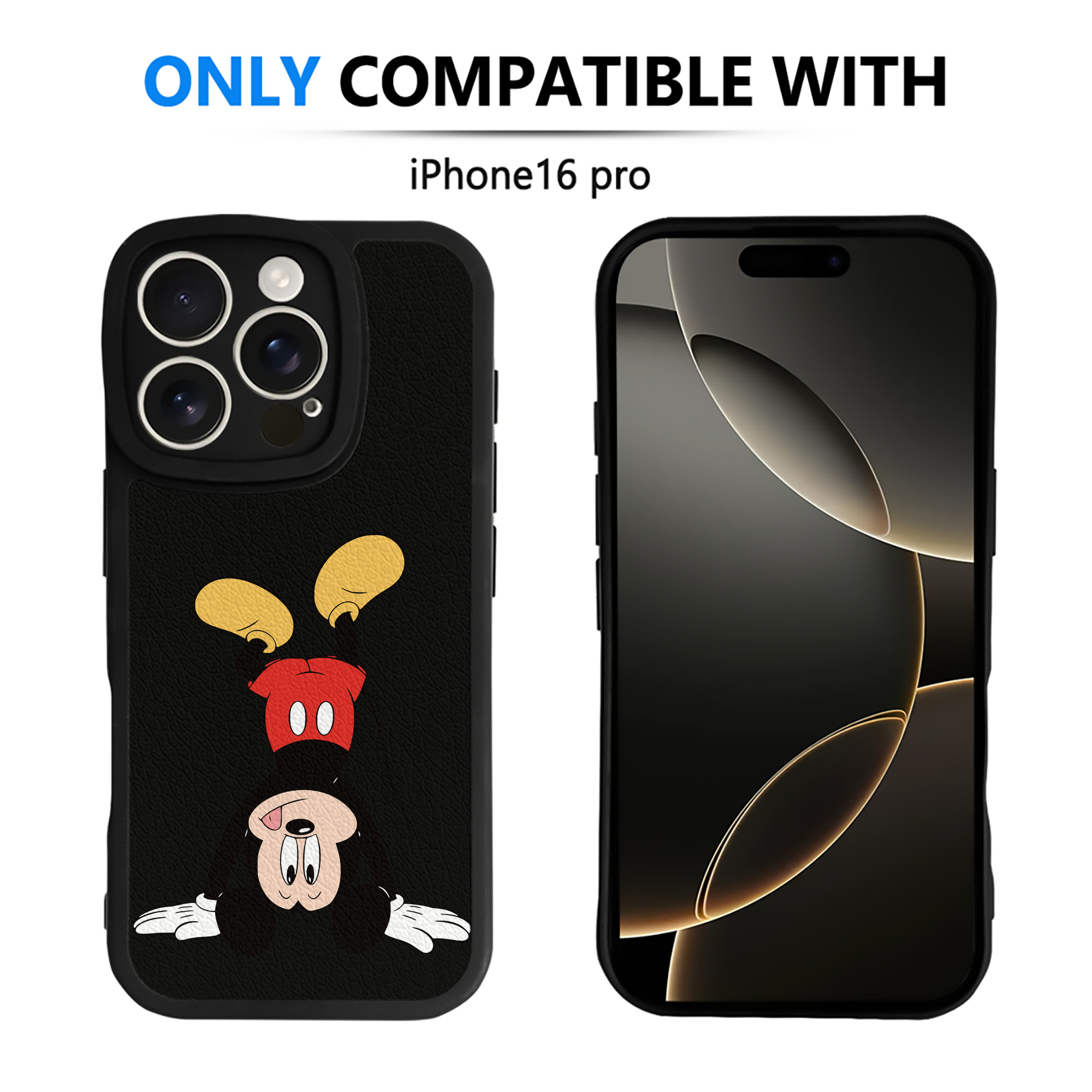 （画像用） ミッキーマウス Mickey Mouse 【iPhone 16シリーズ対応】シリコンスマホケース（レザー調） 材質：シリコン